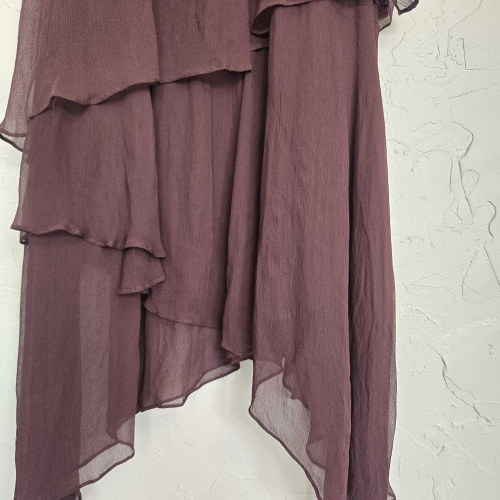 Shona Joy X Free People Pin Tuck Frill Olympia Brown Tiered Dress, 10 - Picture 6 of 12
